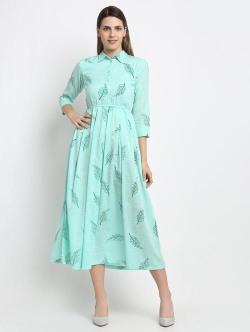 shirt collar printed maxi dress - 17689114 - Very Small Image - 1