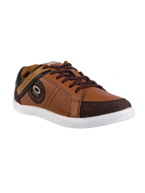 brown synthetic lace up sneakers - 17689195 - Standard Image - 1