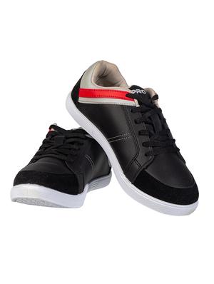 black synthetic lace up sneakers - 17689196 - Standard Image - 4
