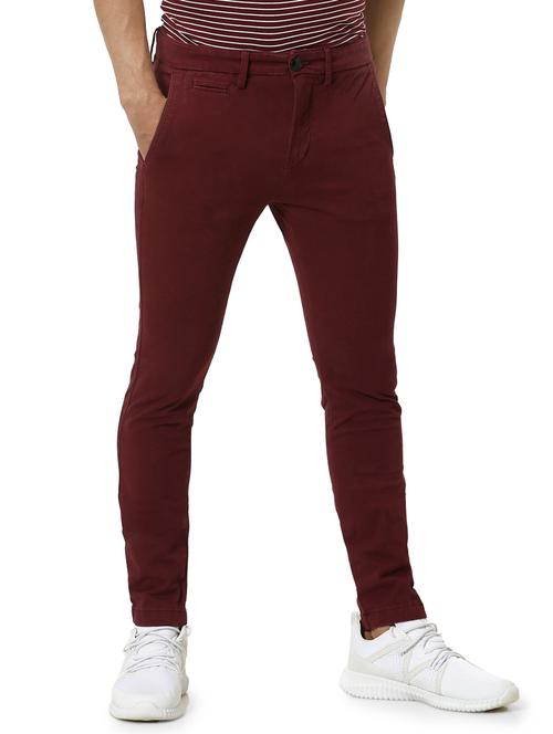 maroon solid chinos - 17689337 - Very Small Image - 1