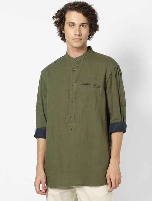 green solid casual shirt - 17689388 - Very Small Image - 1