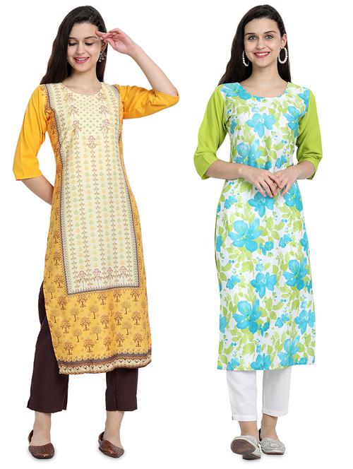 multi colored crepe combos kurta - 17689529 - Standard Image - 1