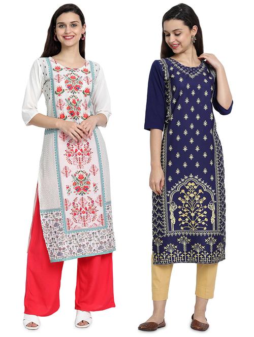 multi colored crepe combos kurta - 17689534 - Standard Image - 1