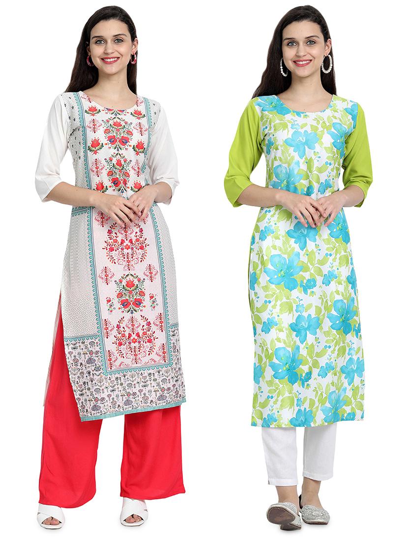 multi colored crepe combos kurta - 17689540 - Zoom Image - 1