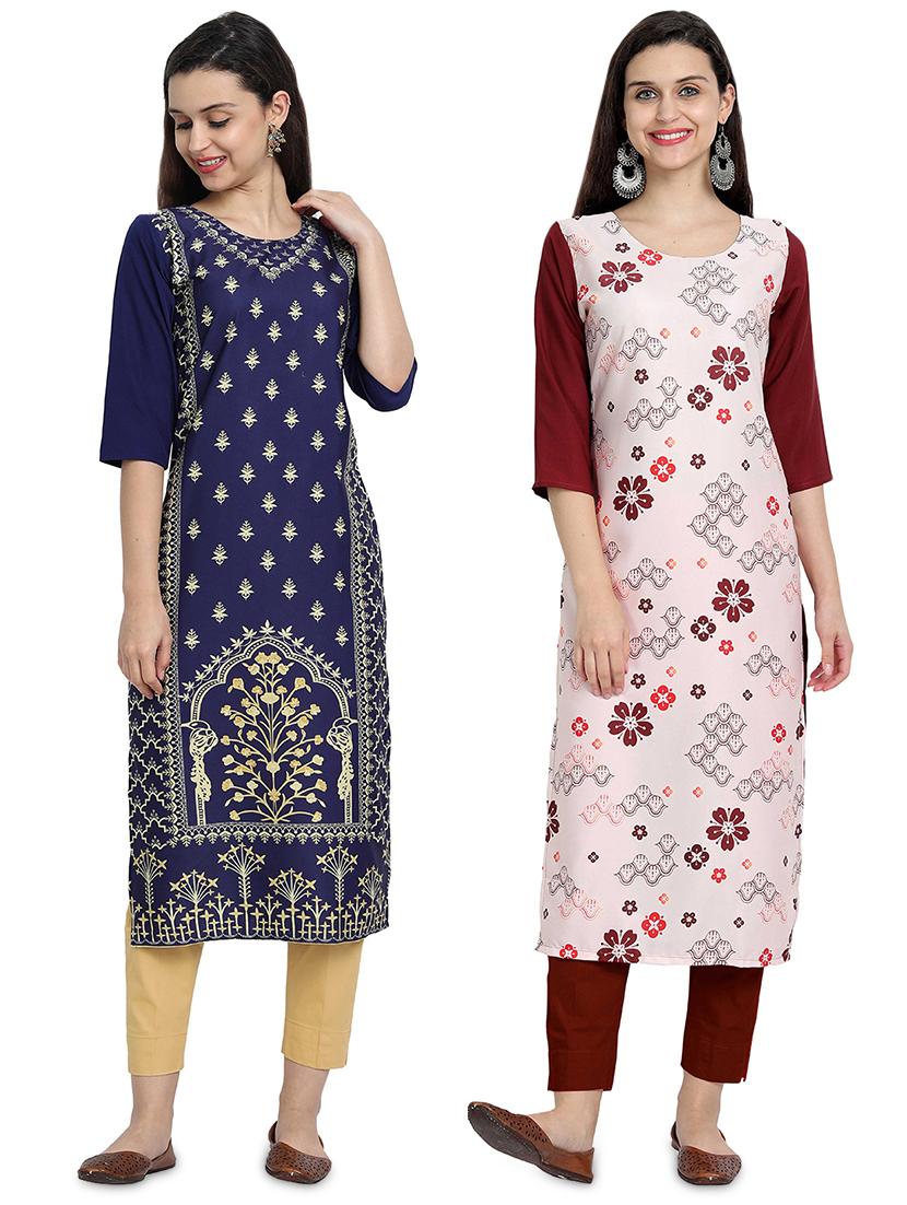 multi colored crepe combos kurta - 17689545 - Zoom Image - 1