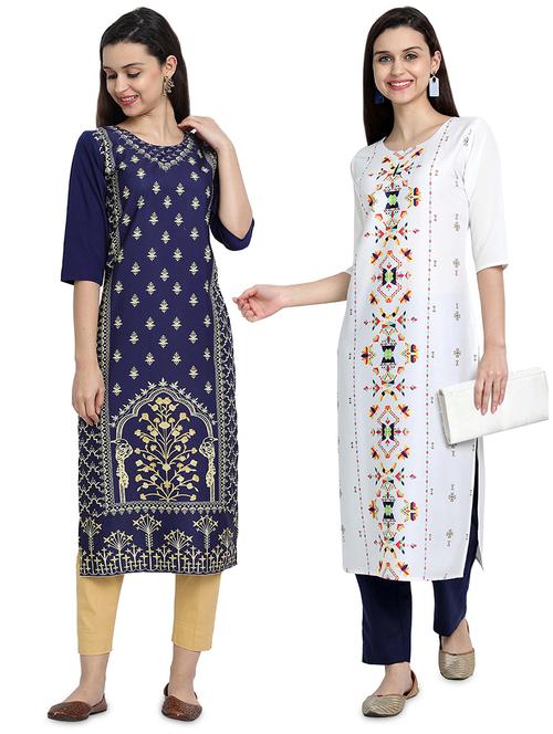 multi colored crepe combos kurta - 17689552 - Standard Image - 1