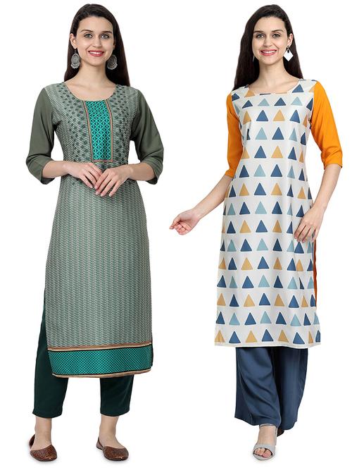 multi colored crepe combos kurta - 17689556 - Standard Image - 1