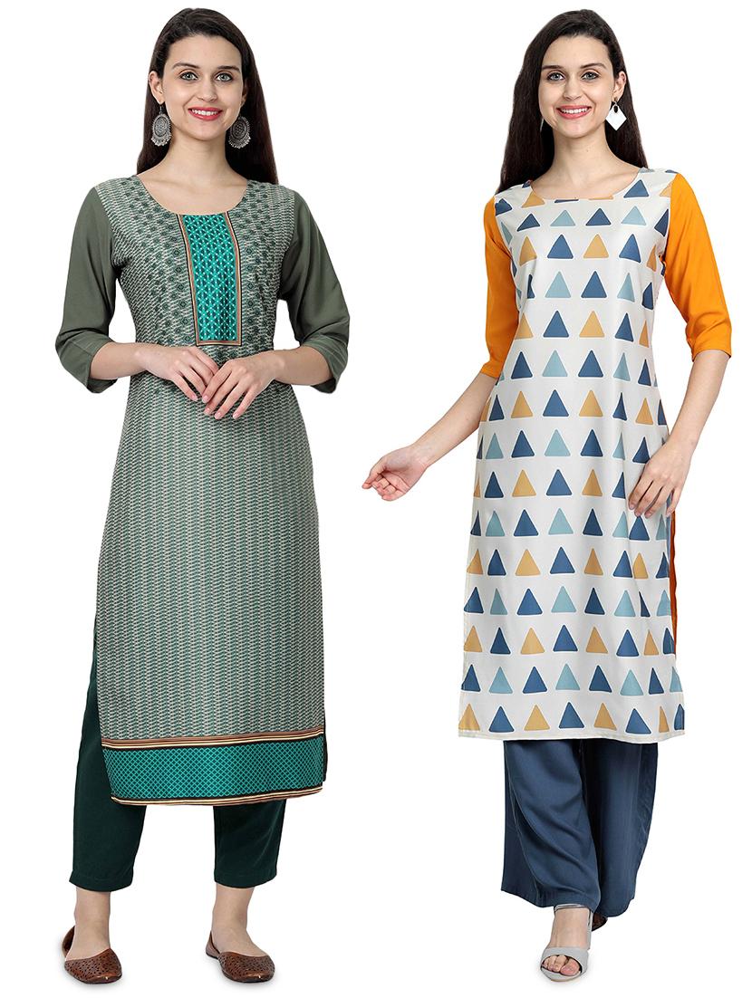 multi colored crepe combos kurta - 17689556 - Zoom Image - 1