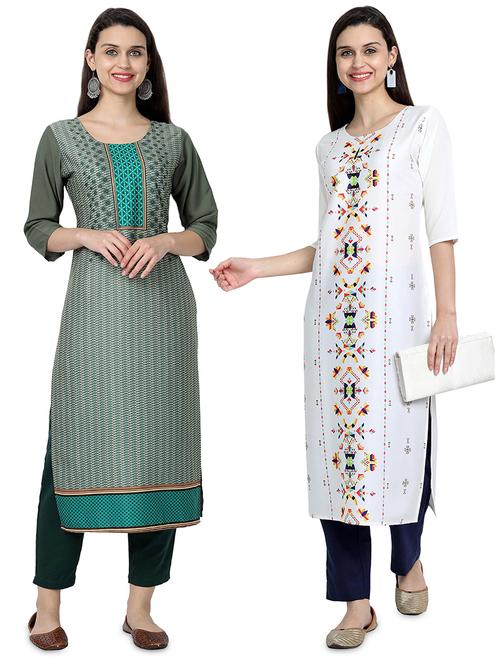 multi colored crepe combos kurta - 17689559 - Standard Image - 1