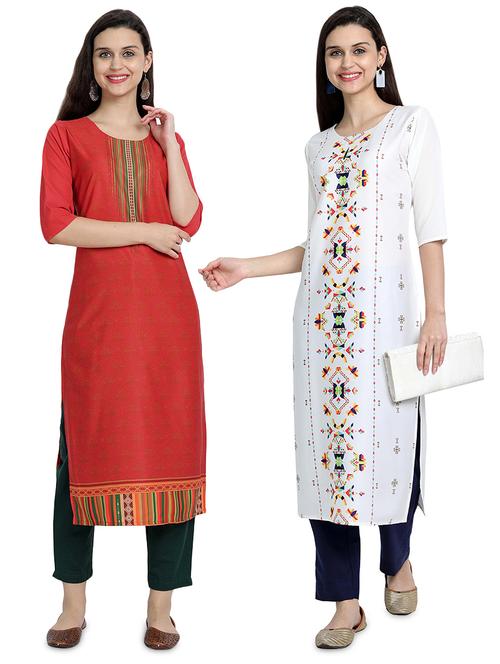 multi colored crepe combos kurta - 17689586 - Standard Image - 1