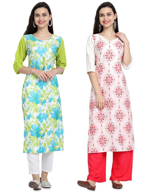 multi colored crepe combos kurta - 17689593 - Standard Image - 1