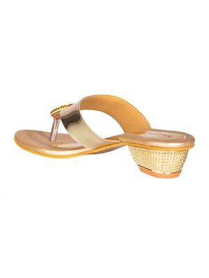 gold synthetic slip on sandals - 17690137 - Standard Image - 3