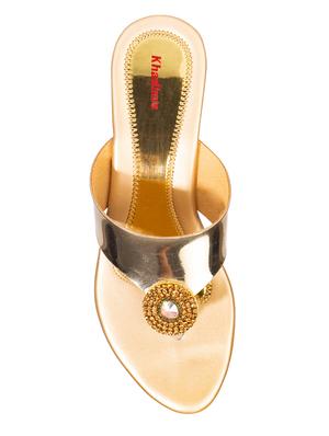 gold synthetic slip on sandals - 17690137 - Standard Image - 4