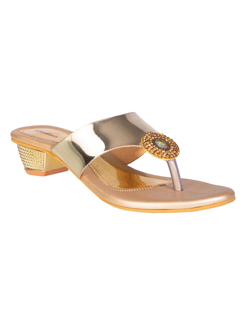 gold synthetic slip on sandals - 17690137 - Zoom Image - 1