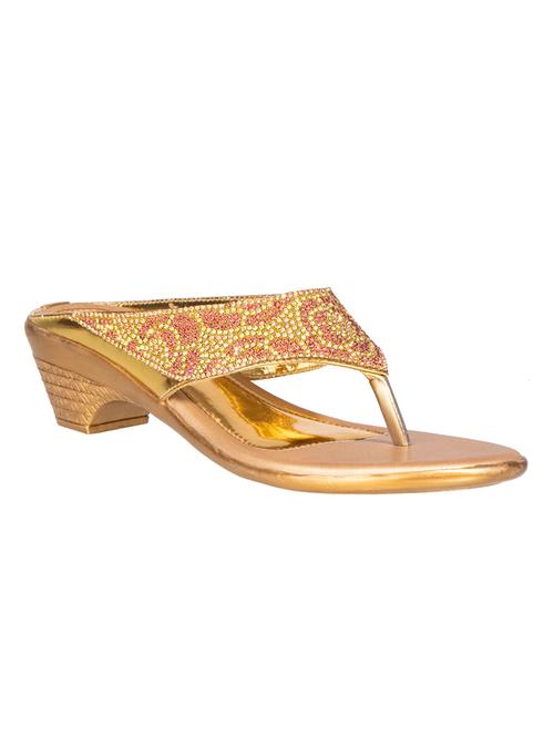 gold synthetic toe separator sandals - 17690138 - Standard Image - 1