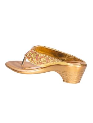 gold synthetic toe separator sandals - 17690138 - Standard Image - 3