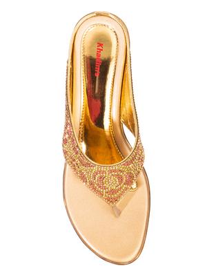 gold synthetic toe separator sandals - 17690138 - Standard Image - 4