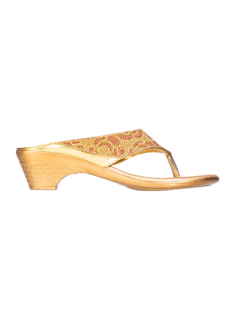 gold synthetic toe separator sandals - 17690138 - Zoom Image - 2