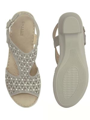 grey synthetic ankle strap sandals - 17690169 - Standard Image - 4