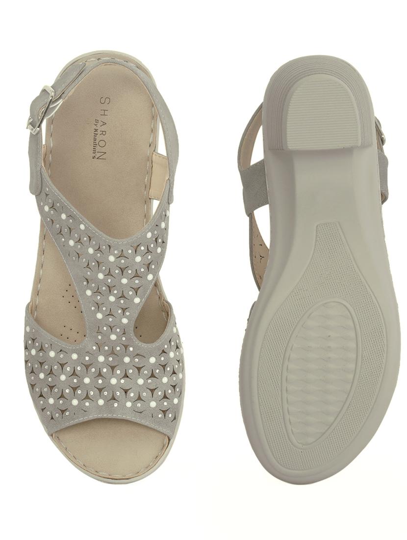 grey synthetic ankle strap sandals - 17690169 - Zoom Image - 4