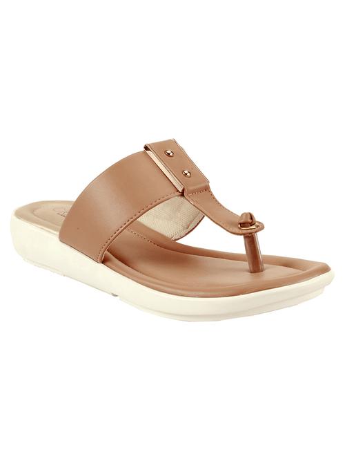 brown synthetic flat forms sandals - 17690207 - Standard Image - 1