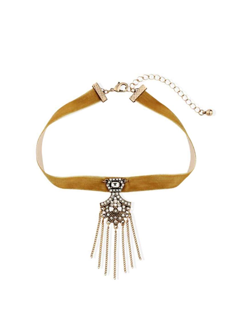 brown cotton blend choker necklace - 17690288 - Zoom Image - 1
