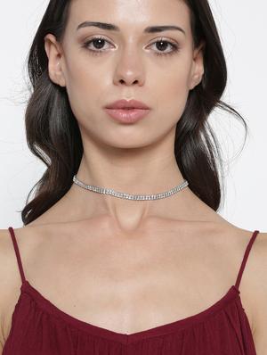 silver metal choker necklace - 17690293 - Standard Image - 4