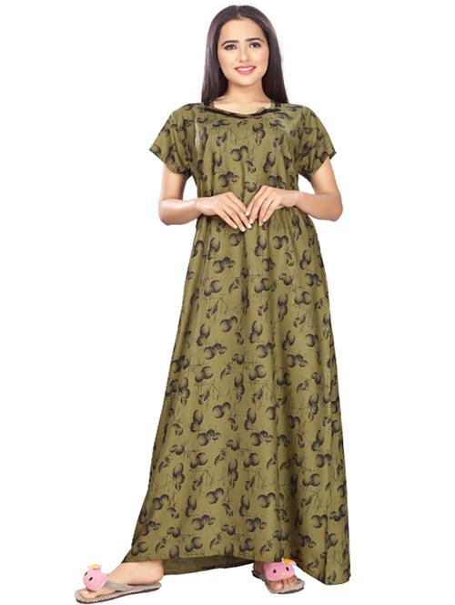 v-neck printed nighty - 17690488 - Standard Image - 1