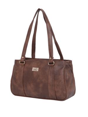 brown polyester regular handbag - 17690596 - Standard Image - 4