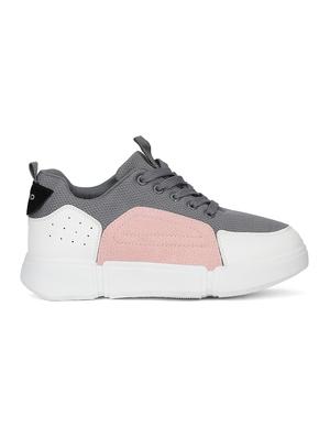grey synthetic laceup sneakers - 17690684 - Standard Image - 2
