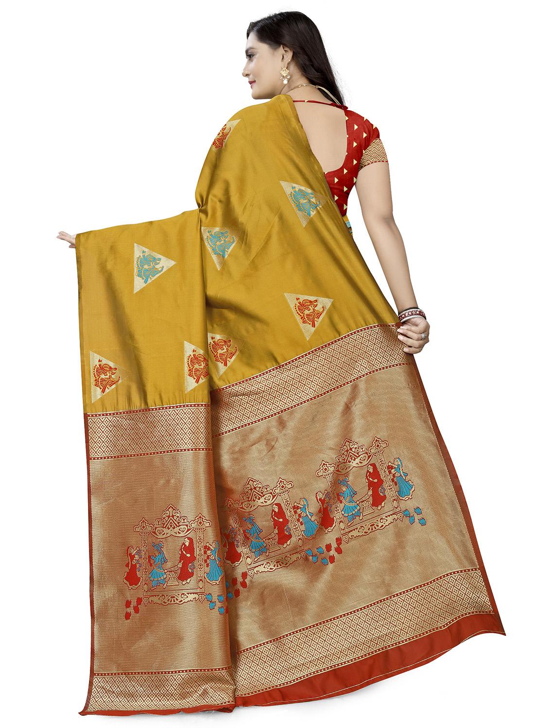 jacquard banarasi saree with blouse - 17690708 - Zoom Image - 2
