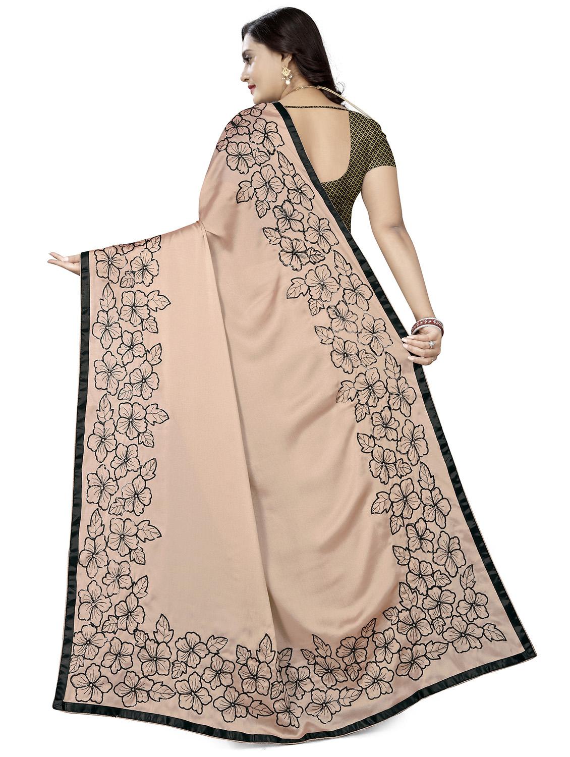 peach embroidered banarasi saree with blouse - 17690713 - Zoom Image - 2