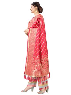 pink silk banarasi dupatta - 17690749 - Standard Image - 2