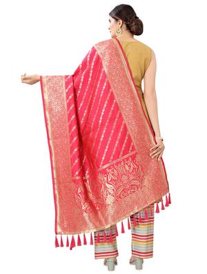 pink silk banarasi dupatta - 17690749 - Standard Image - 3