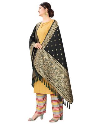 black silk banarasi dupatta - 17690752 - Standard Image - 2