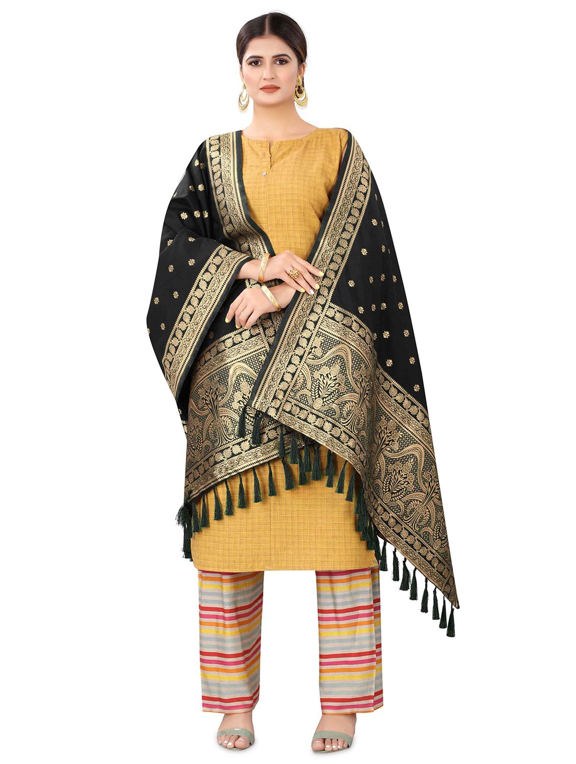 black silk banarasi dupatta - 17690752 - Zoom Image - 1
