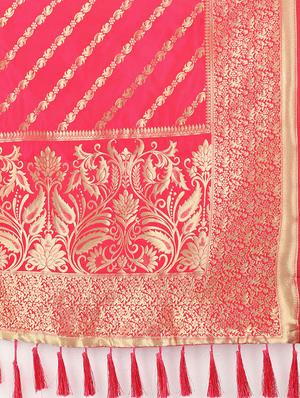 pink silk banarasi dupatta - 17690756 - Standard Image - 4