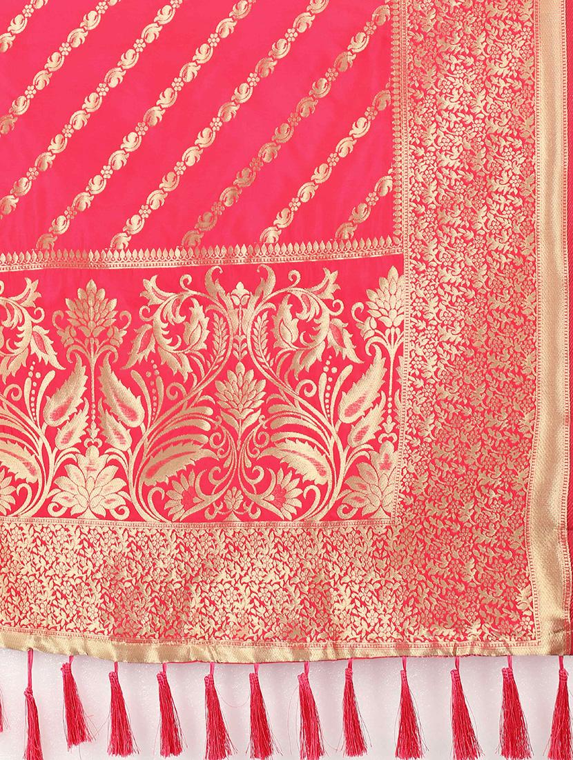 pink silk banarasi dupatta - 17690756 - Zoom Image - 4