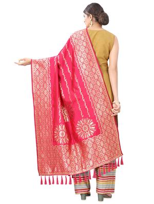 pink silk banarasi dupatta - 17690771 - Standard Image - 3