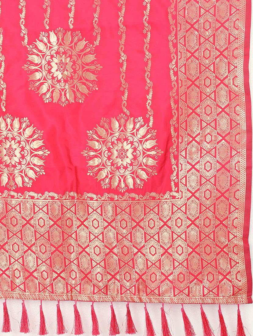 pink silk banarasi dupatta - 17690771 - Zoom Image - 4
