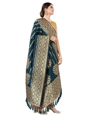 blue silk banarasi dupatta - 17690772 - Standard Image - 2