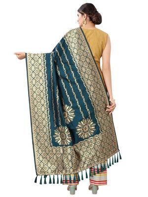 blue silk banarasi dupatta - 17690772 - Standard Image - 3