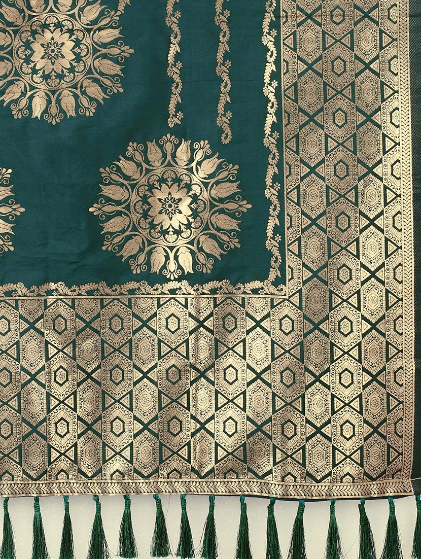 blue silk banarasi dupatta - 17690772 - Zoom Image - 4