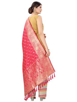 pink silk banarasi dupatta - 17690777 - Standard Image - 3