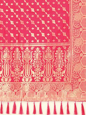 pink silk banarasi dupatta - 17690777 - Standard Image - 4