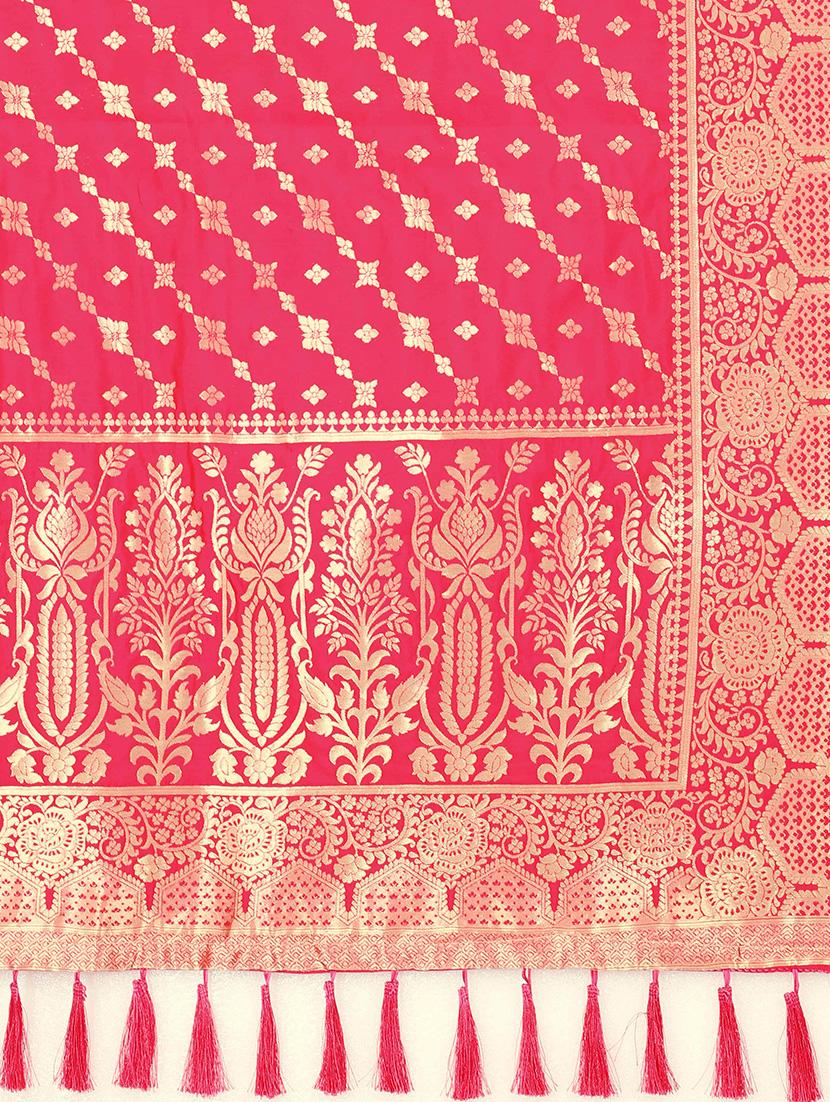 pink silk banarasi dupatta - 17690777 - Zoom Image - 4