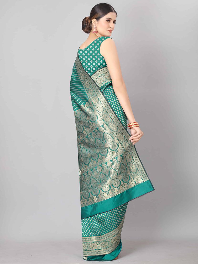 jacquard banarasi saree with blouse - 17690789 - Zoom Image - 2
