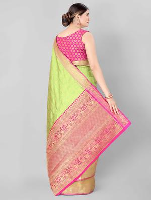 jacquard banarasi saree with blouse - 17690811 - Standard Image - 2