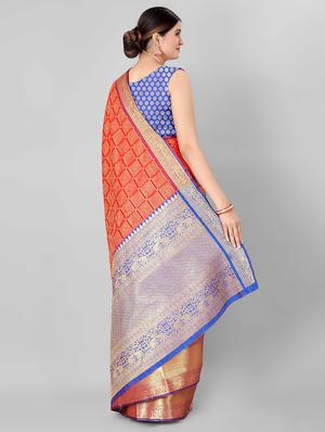 jacquard banarasi saree with blouse - 17690812 - Standard Image - 2