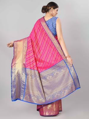 jacquard banarasi saree with blouse - 17690814 - Standard Image - 3